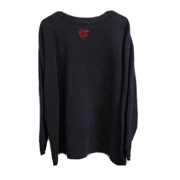 NWOT XL Vtg Disney Store Black Pullover Sweatshirt - Rhinestone Mickey & Minnie - Picture 4 of 5